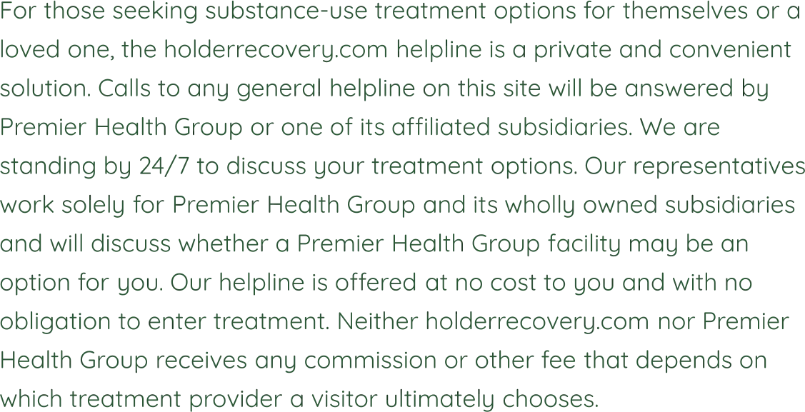 Disclosure: calls may be answered by an affiliated treatment provider; no referral fee is charged.